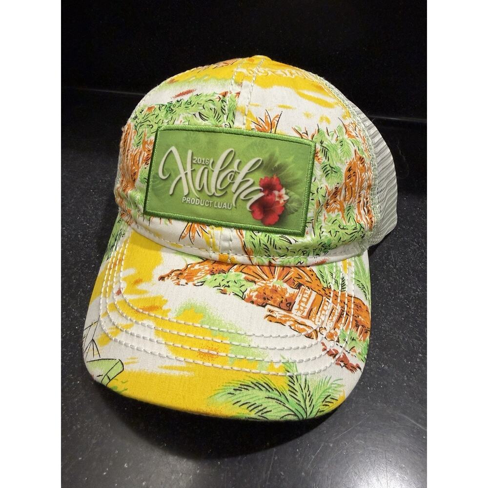 NWOT 2016 Aloha Product Luau Trucker Hat HTT Hawaiian Floral Tiger Print Mesh